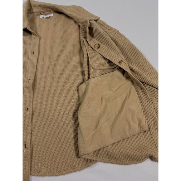 O’Neill Women’s XS Waffle Knit Jacket Shacket Tan Button Front NWT Neutral Cozy - Picture 8 of 16